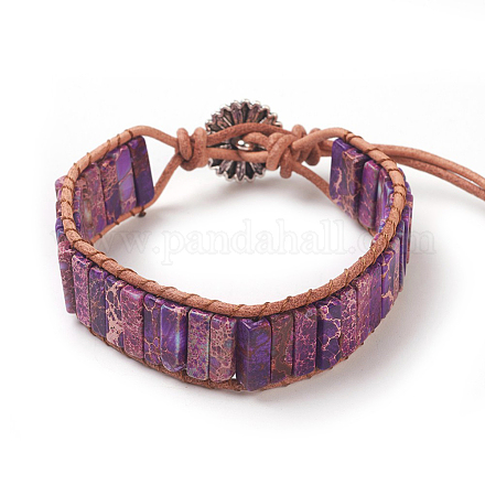 Bracelets perlés en cordon de jaspe avec régalite naturelle / jaspe impérial / sédiment marin BJEW-E351-03D-1