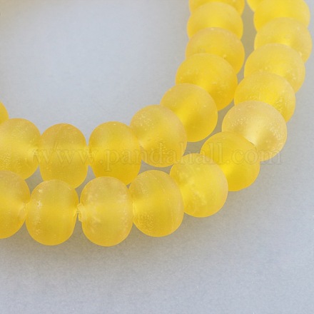 Frosted Lampwork Rondelle Beads Strands LAMP-O004-B05-1