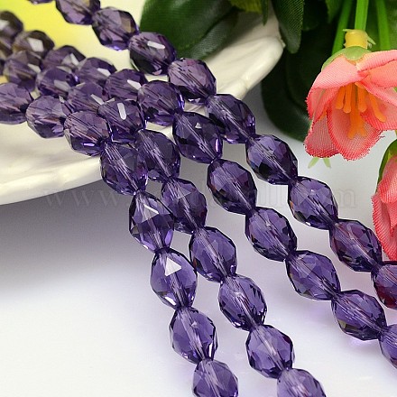 Faceted Oval Imitation Austrian Crystal Bead Strands G-M192-9x6mm-26A-1