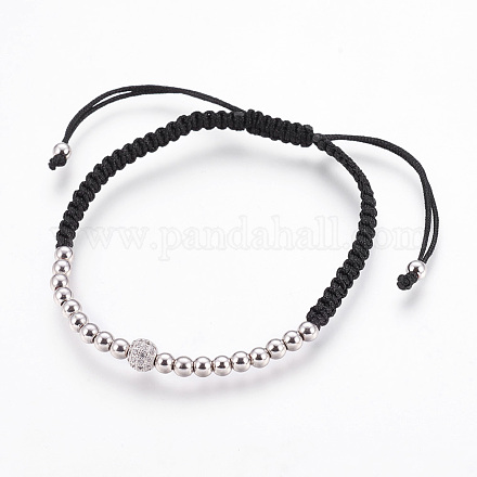Bracelets de perles tressés en laiton réglables BJEW-JB03777-02-1