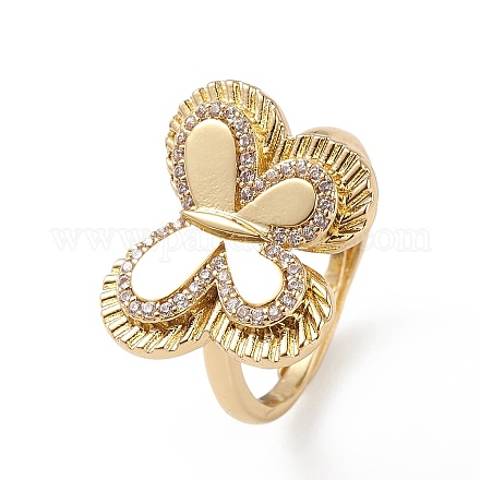 Verstellbarer Ring mit klarem Zirkonia-Schmetterling RJEW-L100-014G-1