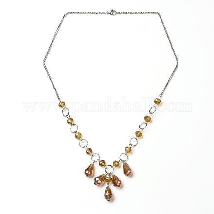 Collane con ciondoli di perle di vetro NJEW-JN01969-01-1