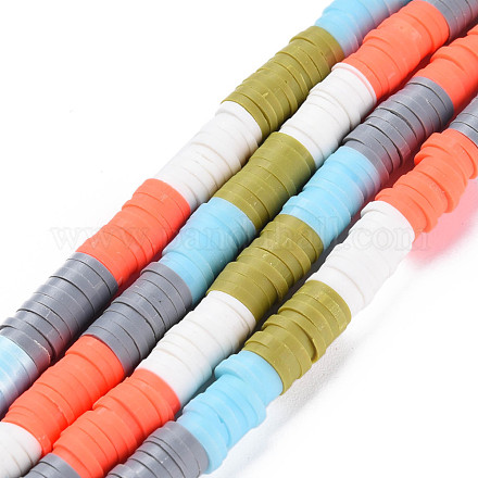 Hebras de cuentas de arcilla polimérica hechas a mano de 5 color fijas CLAY-S096-029F-1