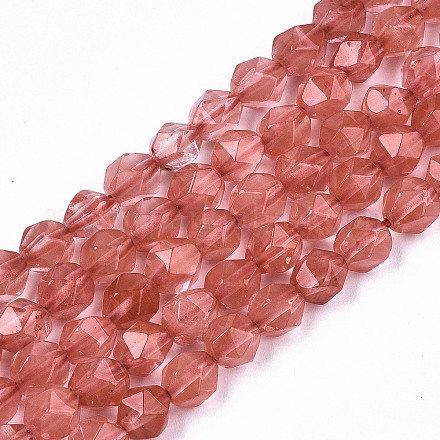 Chapelets de perles en verre de quartz de cerise G-S368-016A-1