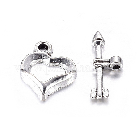 Tibetan Style Alloy Heart Toggle Clasps X-LF1109Y-NF-1