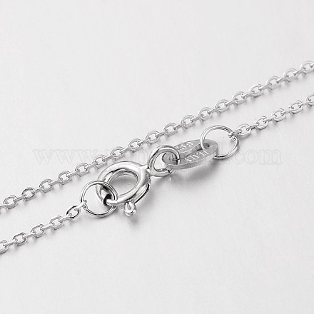 Electroplated Rhodium Plated Sterling Silver Cable Chain Necklaces X-NJEW-N0048-39-18-1