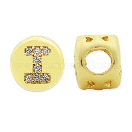 Brass Micro Pave Clear Cubic Zirconia Beads KK-T030-LA843-IX3-1