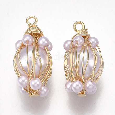Colgantes de perlas de imitación de plástico abs KK-T038-445G-1