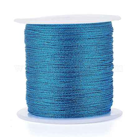 ポリエステル編組メタリック糸  DIYの編みこみのブレスレット作りと刺繡のために  ドジャーブルー  0.4mm  6プライ  約54.68ヤード（50m）/ロール OCOR-I007-B-27-1