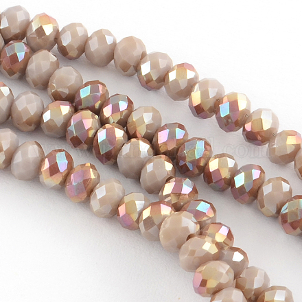Electroplate Glass Faceted Rondelle Bead Strands X-EGLA-Q054-6mm-11-1