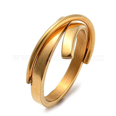 Ионное покрытие (IP) 304 кольцо из нержавеющей стали для женщин RJEW-E078-03G-1