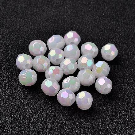 AB Color Plated Eco-Friendly Poly Styrene Acrylic Round Beads TACR-L004-8mm-78-1