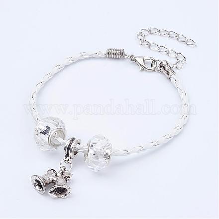 Glass European Beads Charm Bracelets BJEW-JB02850-01-1
