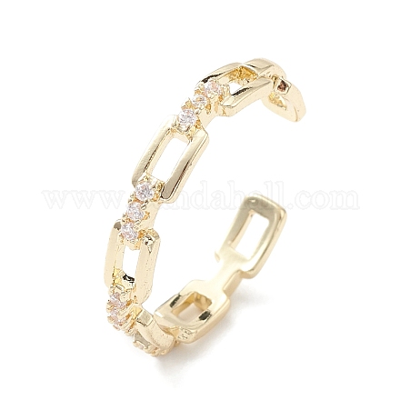 Clear Cubic Zirconia Hollow Rectangle Open Cuff Ring RJEW-C056-08G-1
