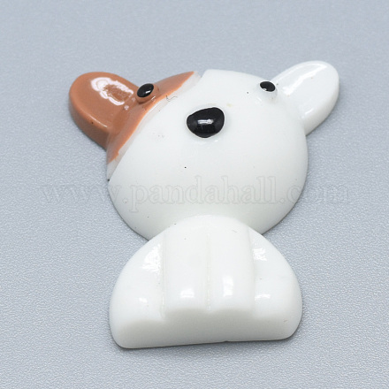 樹脂子犬カボション  漫画の犬  ホワイト  26x23.5x10.5mm CRES-Q198-148-1