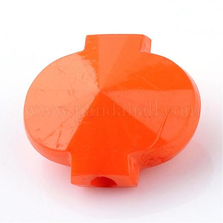 不透明なアクリルビーズ  多面カットランタン  ダークオレンジ  12x14x7mm  穴：2mm  約820個/500g SACR-S783-C21-1