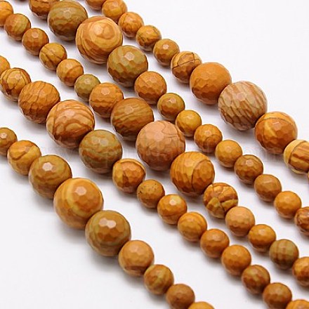 Chapelets de perles en pierre en bois naturel G-G548-05-1