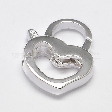 Heart Sterling Silver Lobster Claw Clasps STER-N015-52-1