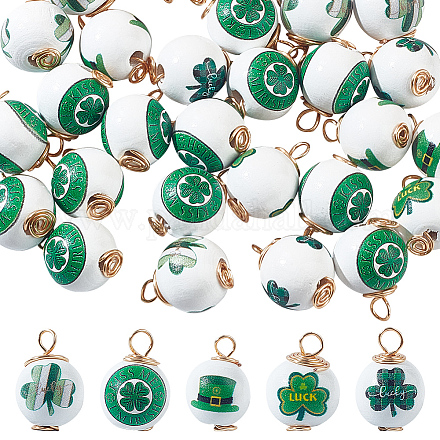 30 шт. деревянные подвески с принтом ко Дню Святого Патрика FIND-DC0004-82-1