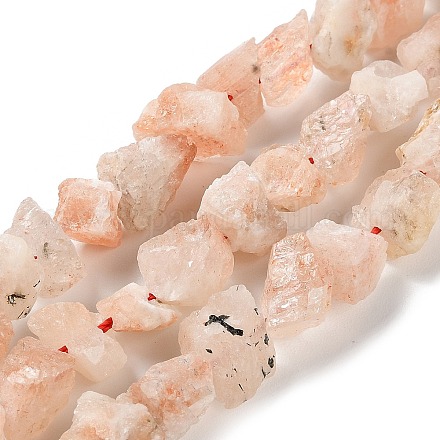 Brins de perles de quartz synthétiques brutes et brutes à la fraise G-B065-C23-1