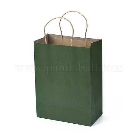 純色の紙袋  ギフトバッグ  ショッピングバッグ  ハンドル付き  長方形  グリーン  28x21x11cm CARB-L003-02A-1
