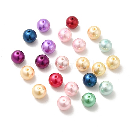 Mixed Glass Pearl Round Beads X-HYC005-1