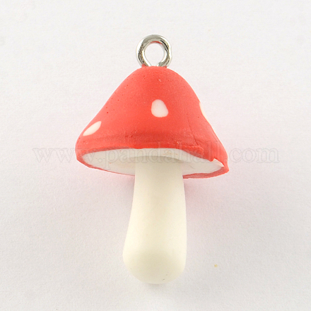 Handmade Mushroom Polymer Clay Pendants CLAY-R060-97C-1