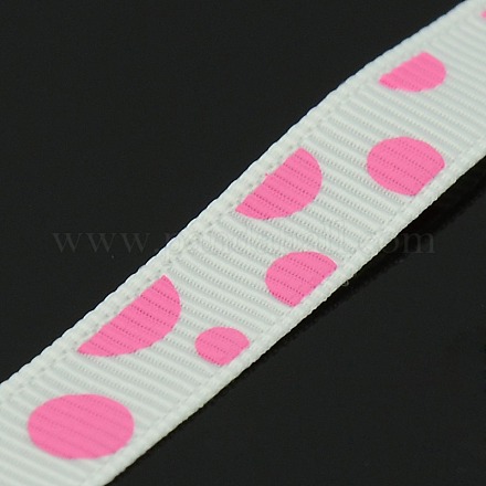 Bedrucktes Ripsband mit weißen und pinkfarbenen Punkten für selbstgemachte Haarschleifen-Accessoires X-SRIB-A010-10mm-03-1