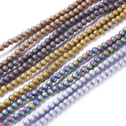Electroplated Frosted Glass Bead Strands EGLA-G071-C-1