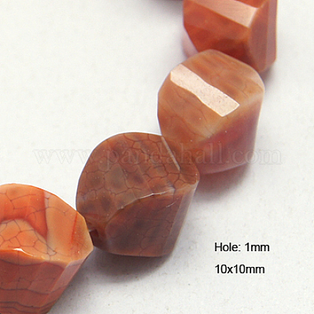 Natural Fire Crackle Agate Beads Strands G-G251-10x10mm-01-1