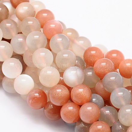 Redondas hebras de perlas naturales Sunstone G-L425-26-10mm-1