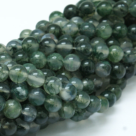 Chapelets de perles en agate mousse naturelle G-J358-01-8mm-1