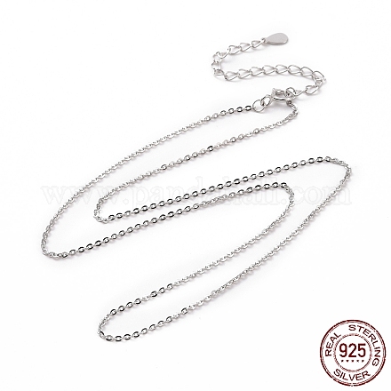 Rhodium Plated 925 Sterling Silver Cable Chains Necklace for Women STER-I021-09P-1