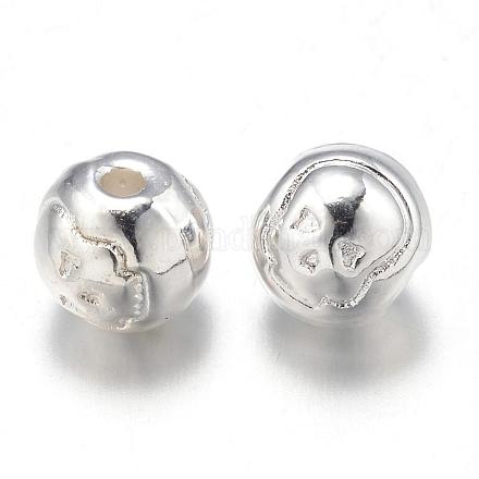 合金ビーズ  頭蓋骨模様の丸い  カドミウムフリー＆鉛フリー  銀  6mm  穴：1mm PALLOY-N0141-16S-RS-1