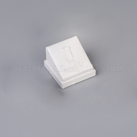 PUレザージュエリーリングディスプレイ  ボード付き  正方形  ホワイト  5.1x3.7x5.2cm ODIS-G014-02-1