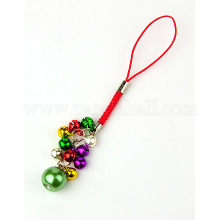 Glass Pearl Mobile Straps for Christmas HJEW-JM00129-06-1