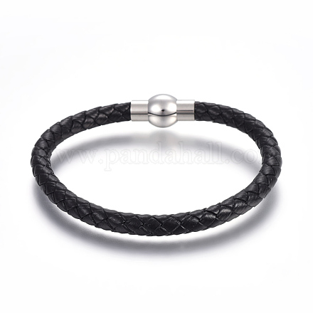 Leather Braided Cord Bracelets BJEW-E352-05A-P-1