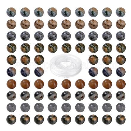100 pièces 8mm agate océan naturel/jaspe océan perles rondes DIY-LS0002-59-1