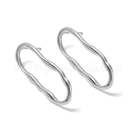 304 Stainless Steel Twist Hollow Oval Stud Earrings for Women EJEW-F300-05P-1