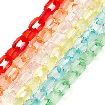 6 Stränge 6 Farben handgefertigte transparente Acryl-Kabelketten AJEW-JB00986-1