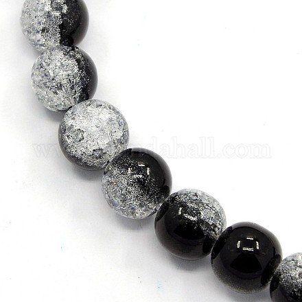 Electroplate Synthetic Crackle Quartz Round Beads Strands G-Q001-12mm-06-1