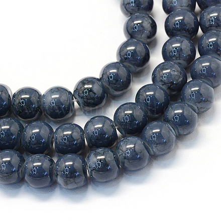 Chapelets de perles rondes en verre peint de cuisson DGLA-Q019-8mm-55-1