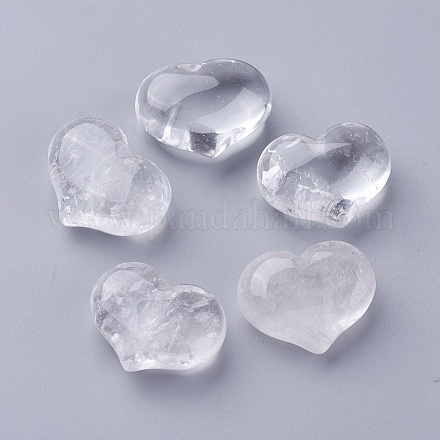 Natural Quartz Crystal Heart Palm Stone G-P426-A05-1