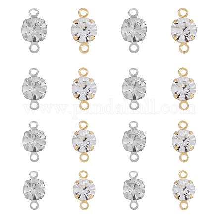 SUPERFINDINGS 192Pcs 8 Styles Brass Clear Cubic Zirconia Connector Charms RB-FH0001-08-1