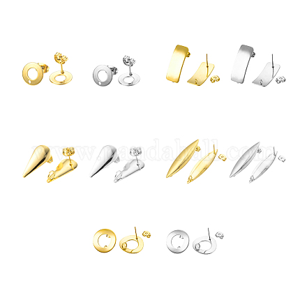UNICRAFTALE 5 Shapes Stud Earring with Ear Nut 20 Pairs Hypoallergenic Stud Earring 0.8mm Pin Stainless Steel Stud Earring Mixed Shape Ear Studs for DIY Earrings Jewelry Making STAS-UN0004-11-1