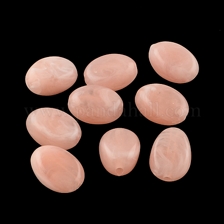 Abalorios de acrílico oval de piedras preciosas de imitación X-OACR-R052-28-1