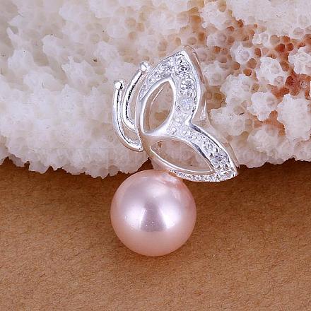 Beautiful Brass Rhinestone and Imitation Pearl Pendants for Girl Friend Best Gift KY-BB11657-01-1