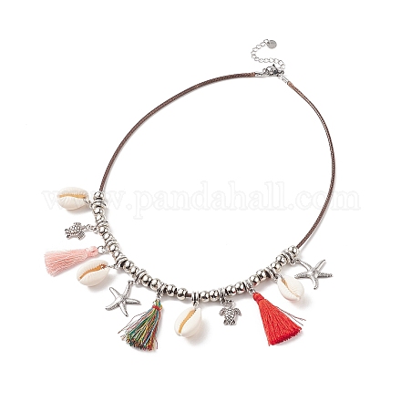Lätzchen-Halskette mit Seesternen NJEW-TA00049-1