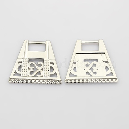 Filigree Trapezoid Plating Zinc Alloy Chandelier Components PALLOY-N0099-12P-1