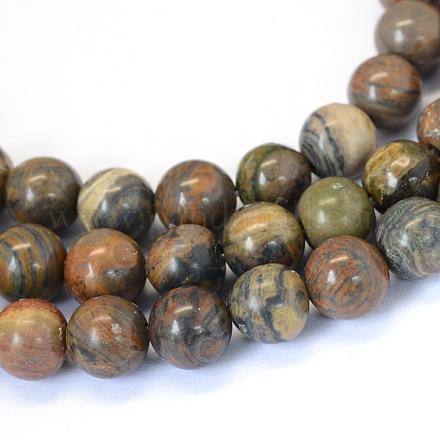 Jasper naturel océan chapelets de perles rondes G-E334-8mm-15-1